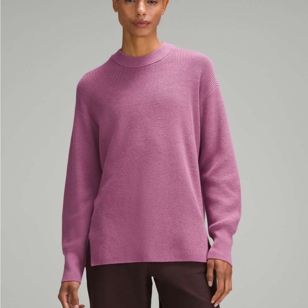 Lululemon Merino Wool-Blend Ribbed Crewneck Sweater Velvet Dust Women’s Size 10